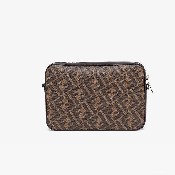Cheap Red Motif Case In Fabric Fendi Brown FF Camera Compact 0817